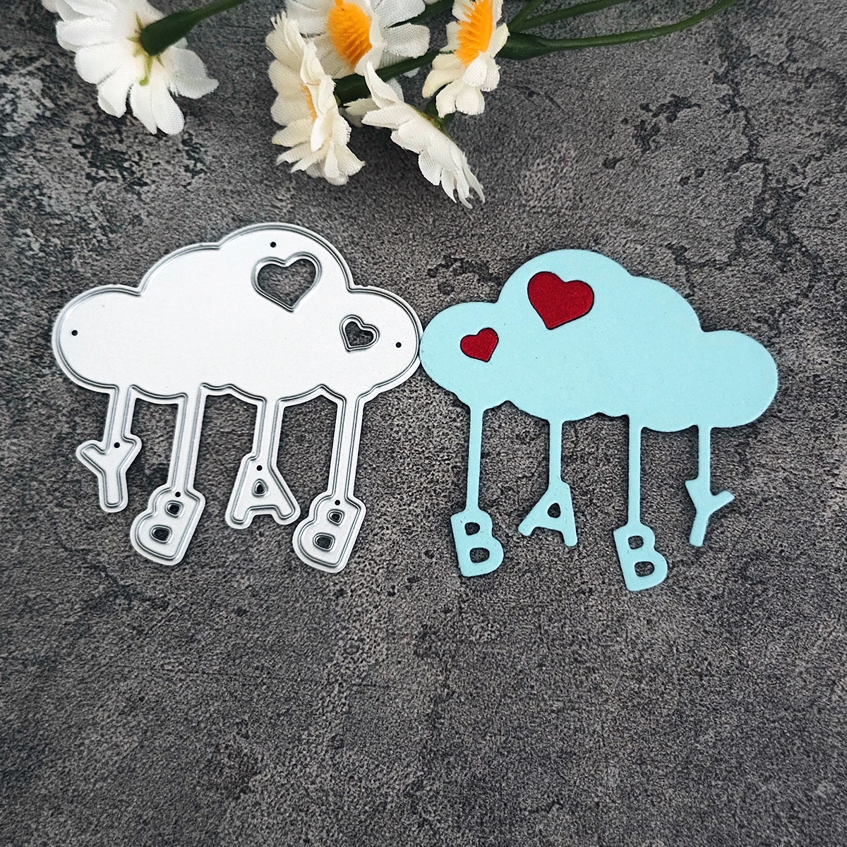 Baby Word Love Heart Cloud Metal Cutting Dies for Card Making Paper Embossing Die Cuts Sets Album Crafts 2023 Templates Stencils