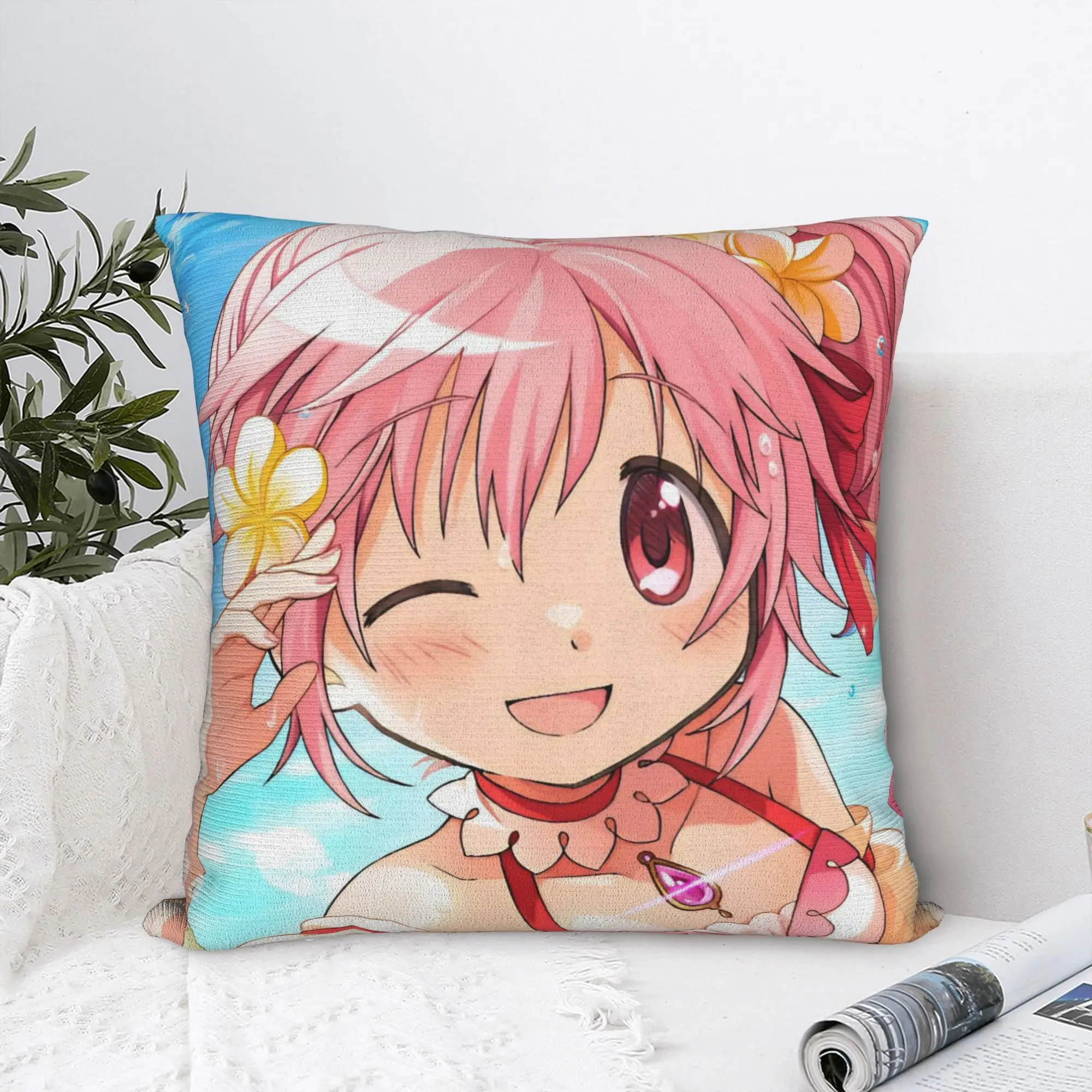 PMMM Madomagi Madoka Kaname Pillow Case  Print Pillow Cover Retro Trendy Cushion Cover For Sofa Bedroom Home Decor