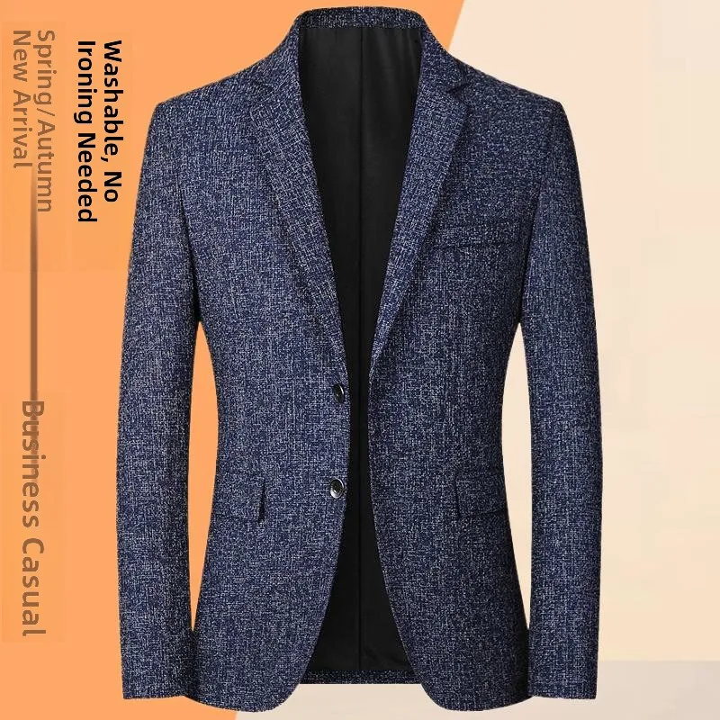 

Мужская повседневная однобортная куртка тонкого кроя, не требующая глажки, для мужчин среднего возраста, удобная, комфортная, весна-осень