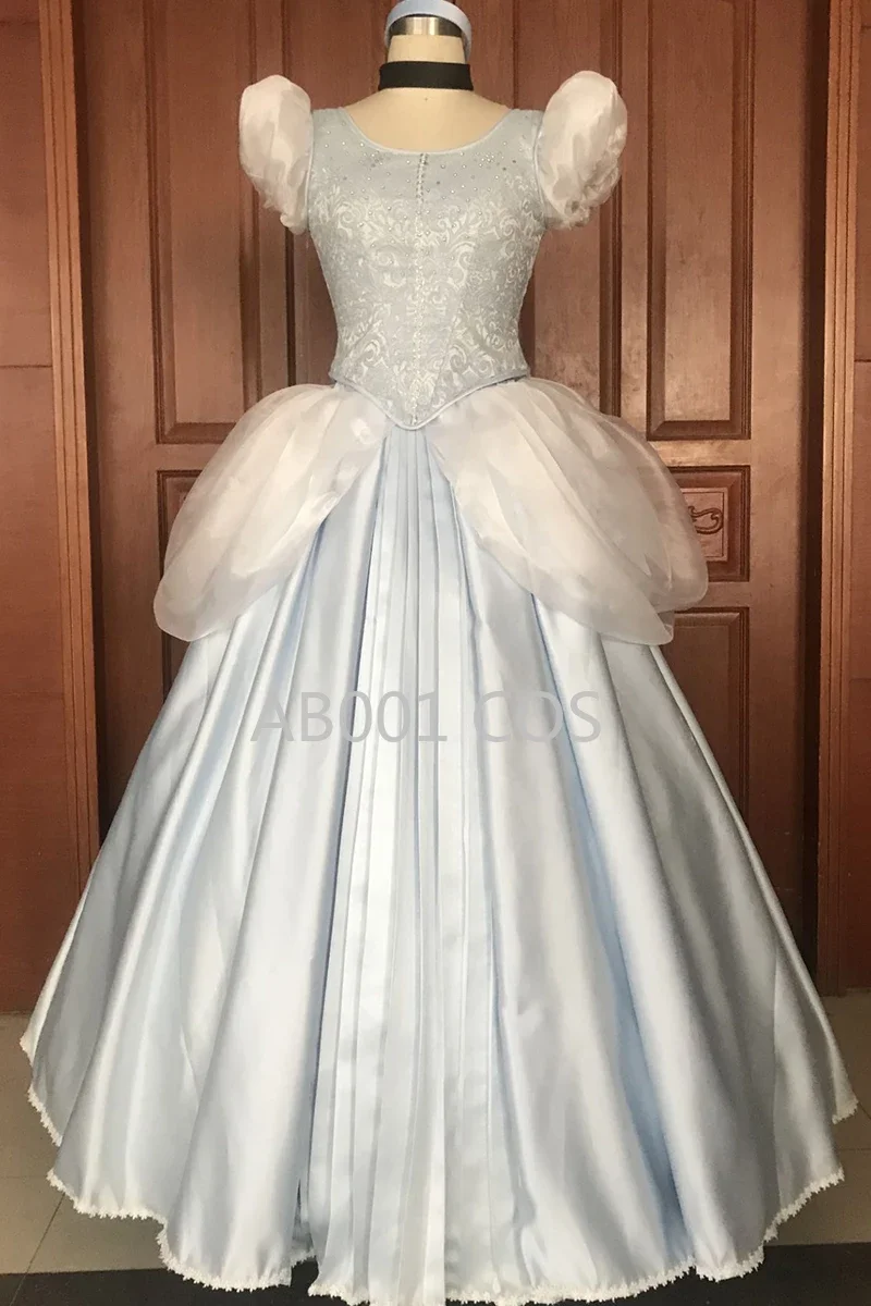 Fashion Style Cinderella Dress Women Halloween Cosplay Birthday Party Gift Cinderella Costume Fancy Printing Lace Up Skirt