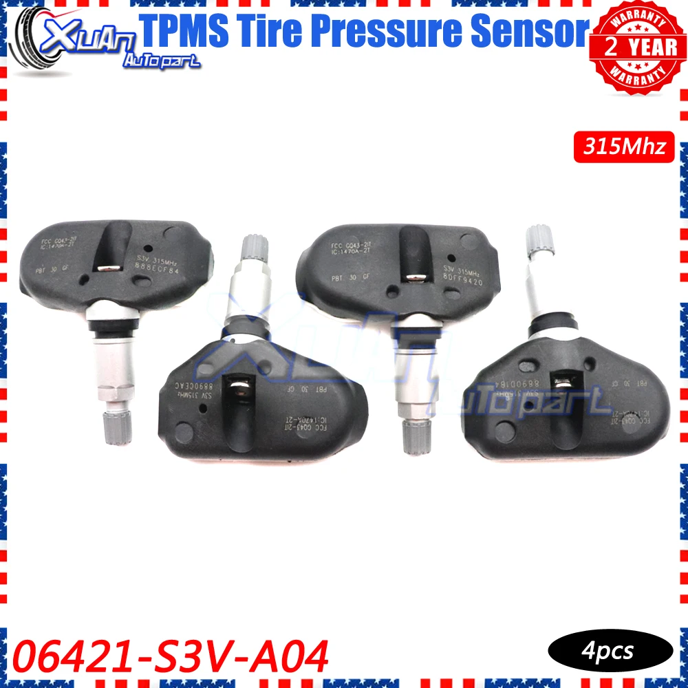 

XUAN 4pcs TPMS Tire Pressure Monitor Sensor 06421-S3V-A04 For Honda Odyssey Pilot Ridgeline Acura MDX TL RL 3.2L 3.5L 2005-2014