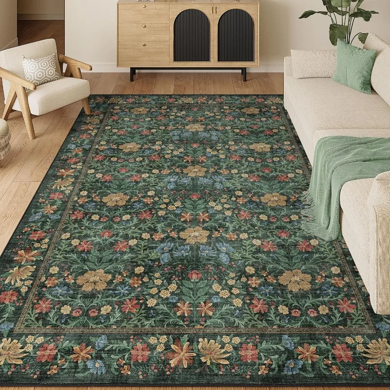 

Boho Floral Pattern Carpet for Living Room Bedroom Bedside Rug Non-slip Machine Washable Sofa Coffee Table Floor Mat Ковер 러그