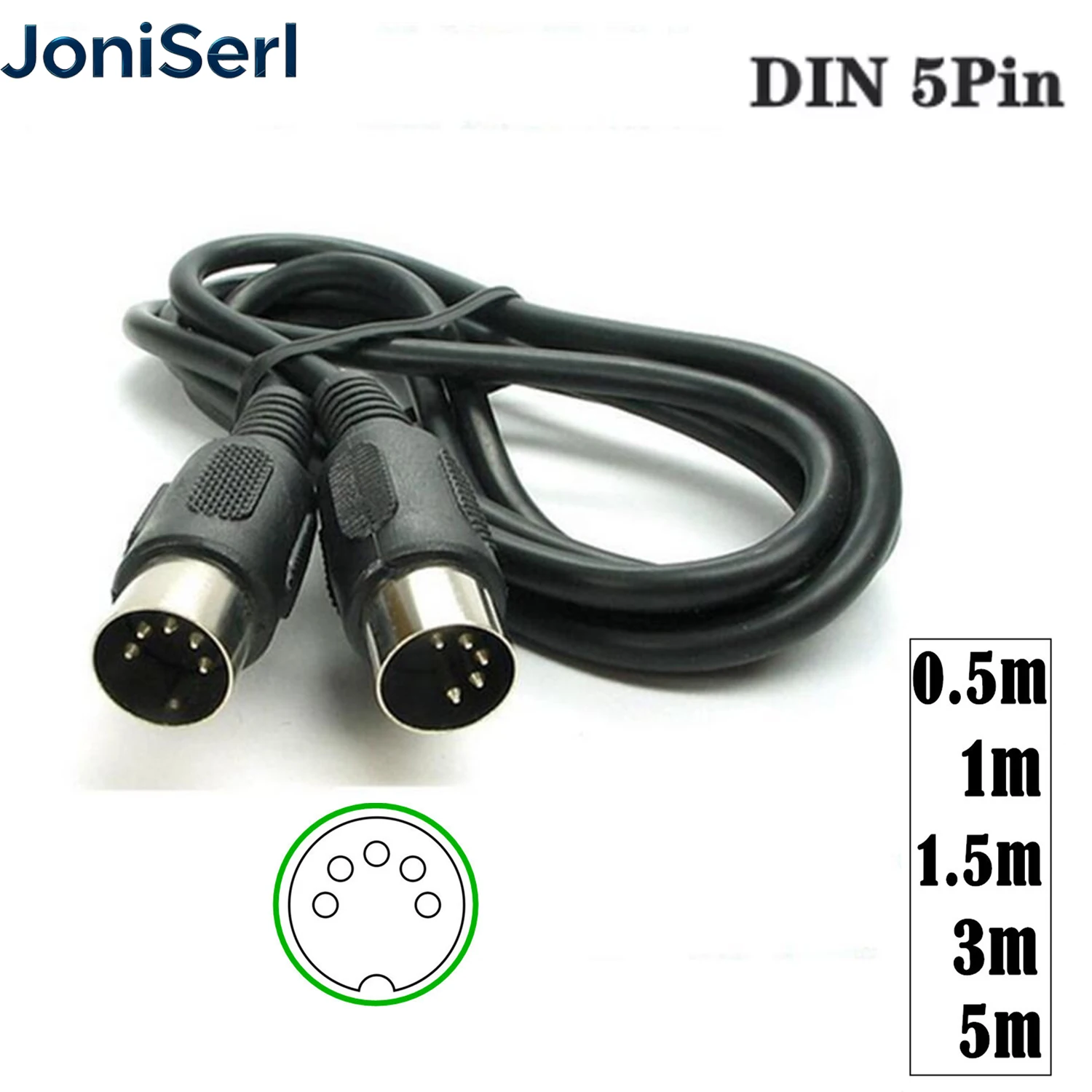 MIDI DIN 5PIN Male to Male MIDI 5 Pin Plug to 5 Pin DIN Audio Extension Male Cable Cord din-5pin M/M Cable Adapter 1m 1.5m 3M 5m