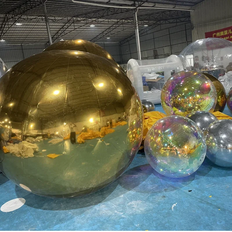 Silver Inflatable Mirror Balloon giant pvc inflatable ball Event Decoration big shiny  mirror ball inflatable