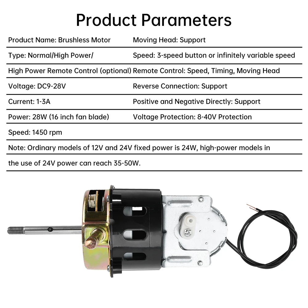 DC9-28V Bürstenloser Motor 28W 1450 U/min Schwenkkopf-Lüftermotor Geräuscharm Doppellager Tischventilator Wandmontierter Lüftermotor – Detail 29