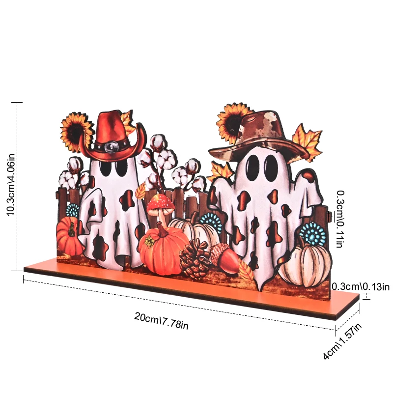 1 pz, Halloween Treat o Trick ornamento da tavolo con giunture in legno, decorazioni per la casa, forniture per decorazioni per feste, artigianato