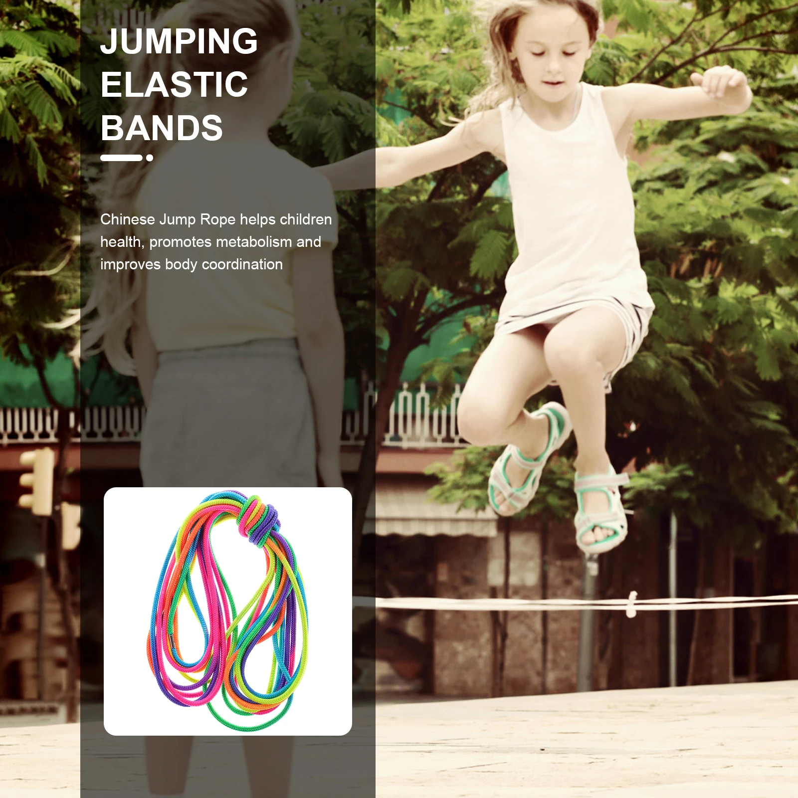 

7M Colorful Elastic Jump Rope for Kids Outdoor Game Party Toy Chinese Jumping Rubber Band Storage Bag Children's
