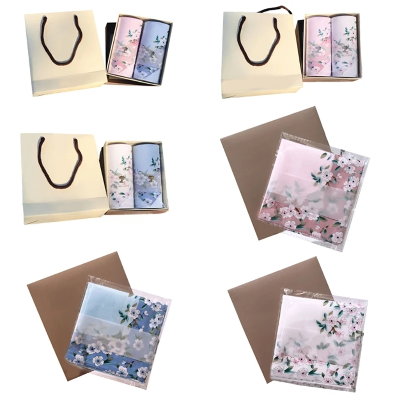 

Y1UB Cotton Ladies Handkerchief, Pocket Cotton Towel Soft Fashionable Flower Printed