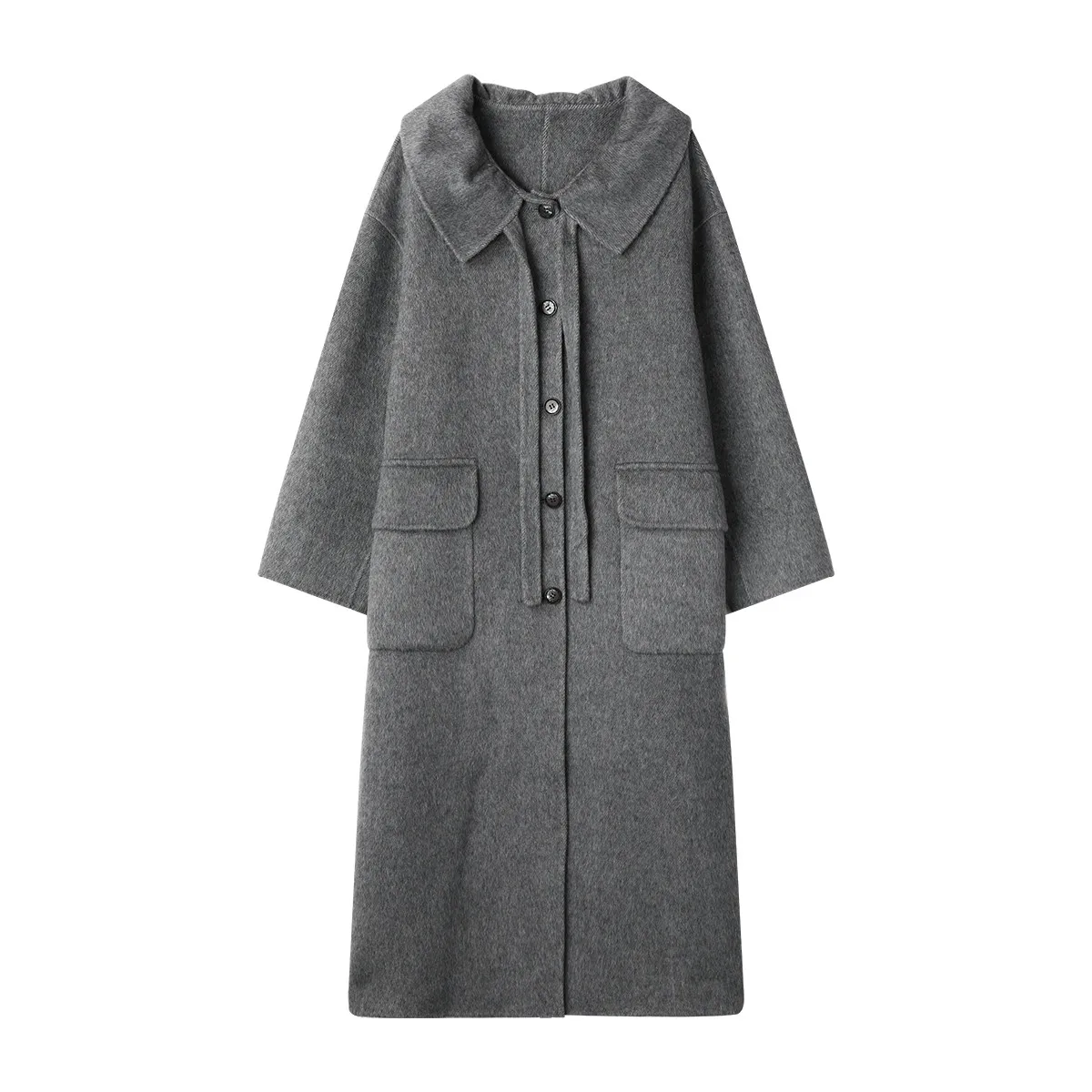 

Шерстяное пальто в консервативном стиле с зубчатым воротником, женское пальто из смеси шерсти, зима 2025, твидовая куртка средней длины, элегантная академическая модная верхняя одежда