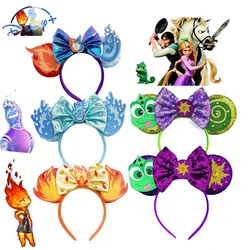 Fire Water Element Mickey Mouse Ears Headband Cartoon Bow Sequins Hairband Women Birthday Gift Girl Kids Party Hair Accessorie