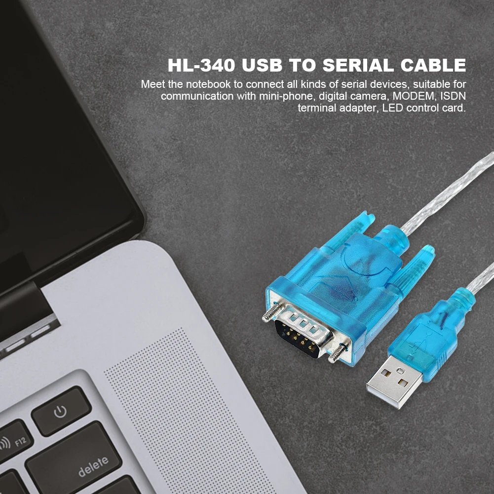 HL-340 USB To RS232 COM Port Serial Connector Cable USB To 9 Pin Serial Cable Support for Windows7 64-Bit