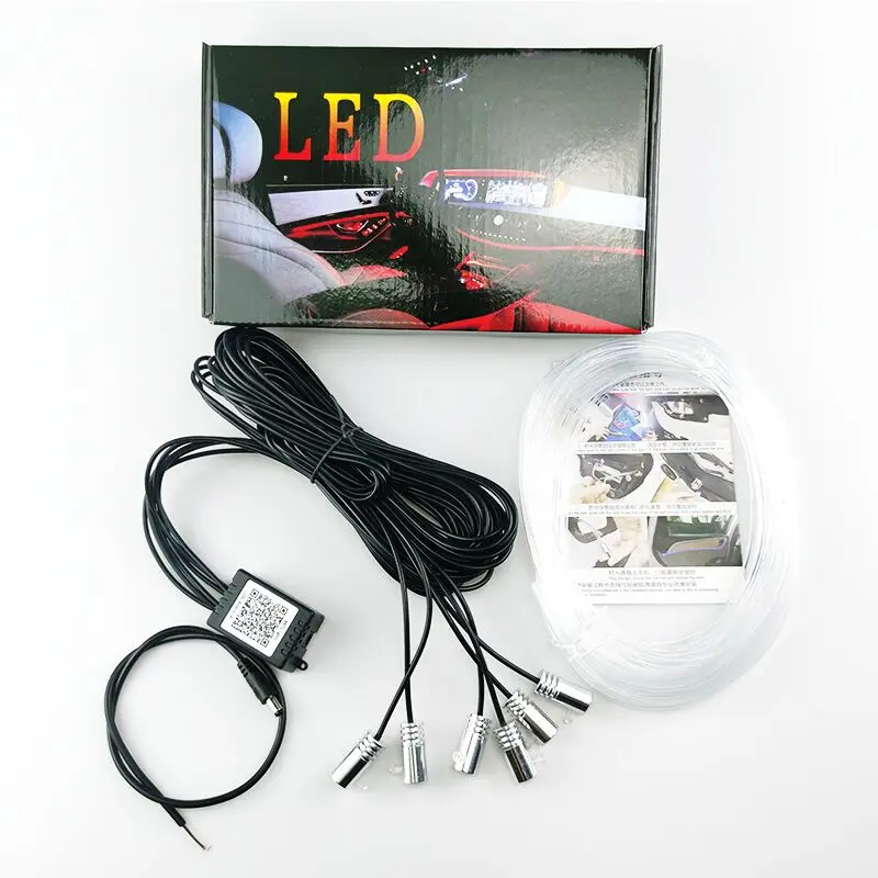 

RGB LED Car Interior Fiber optic Dash Board Door Atmosphere embeded Light Source Smart phone App Smart phone Control+Skirt cable