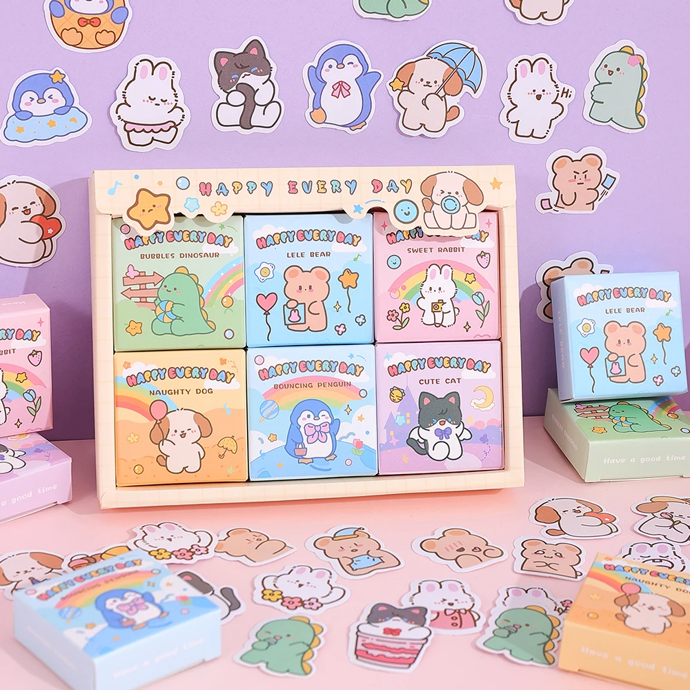 

6 коробок/компл., набор бумажных наклеек с героями мультфильмов, 6 разных животных, мини-наклейки для скрапбукинга, декоративные наклейки для рукоделия, рукоделия