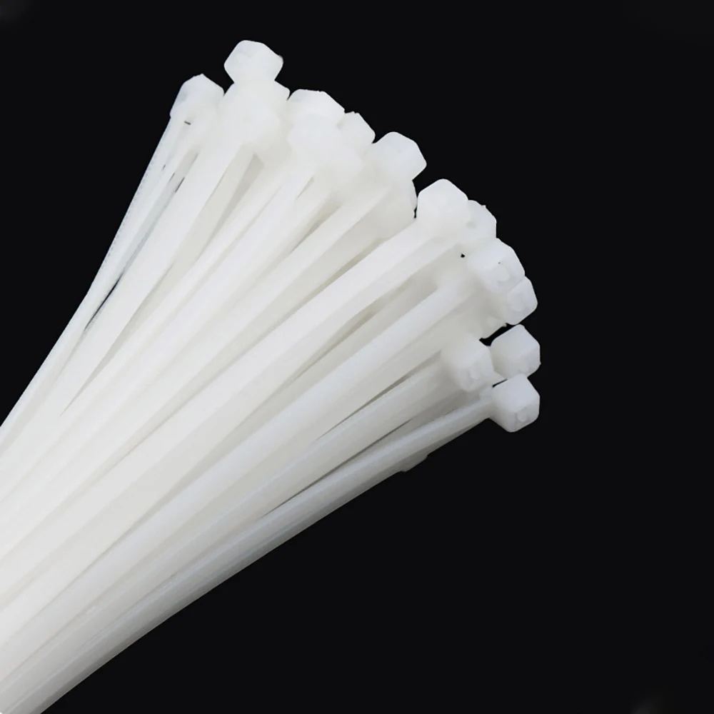 20Pieces Black White Cable Tie Fastening Ring 5x300/400/500/650 8x150/200/300/400/450/500 Self-locking Plastic Nylon Cable Tie