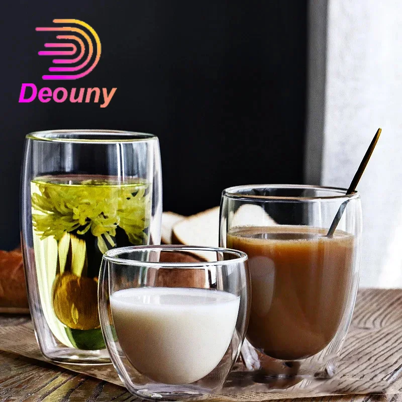 80ml-650ml Double Insulated Glass Coffee Cup Milk Cup Creative Healthy Cold Drink Transparent Glass Double Layer Heat Resistant