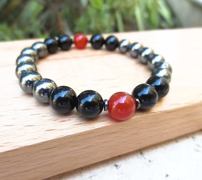 Fertility Bracelet for Men, the Fertile Male Enhancer designed with Hematite, Black Onyx, Red Carnelian