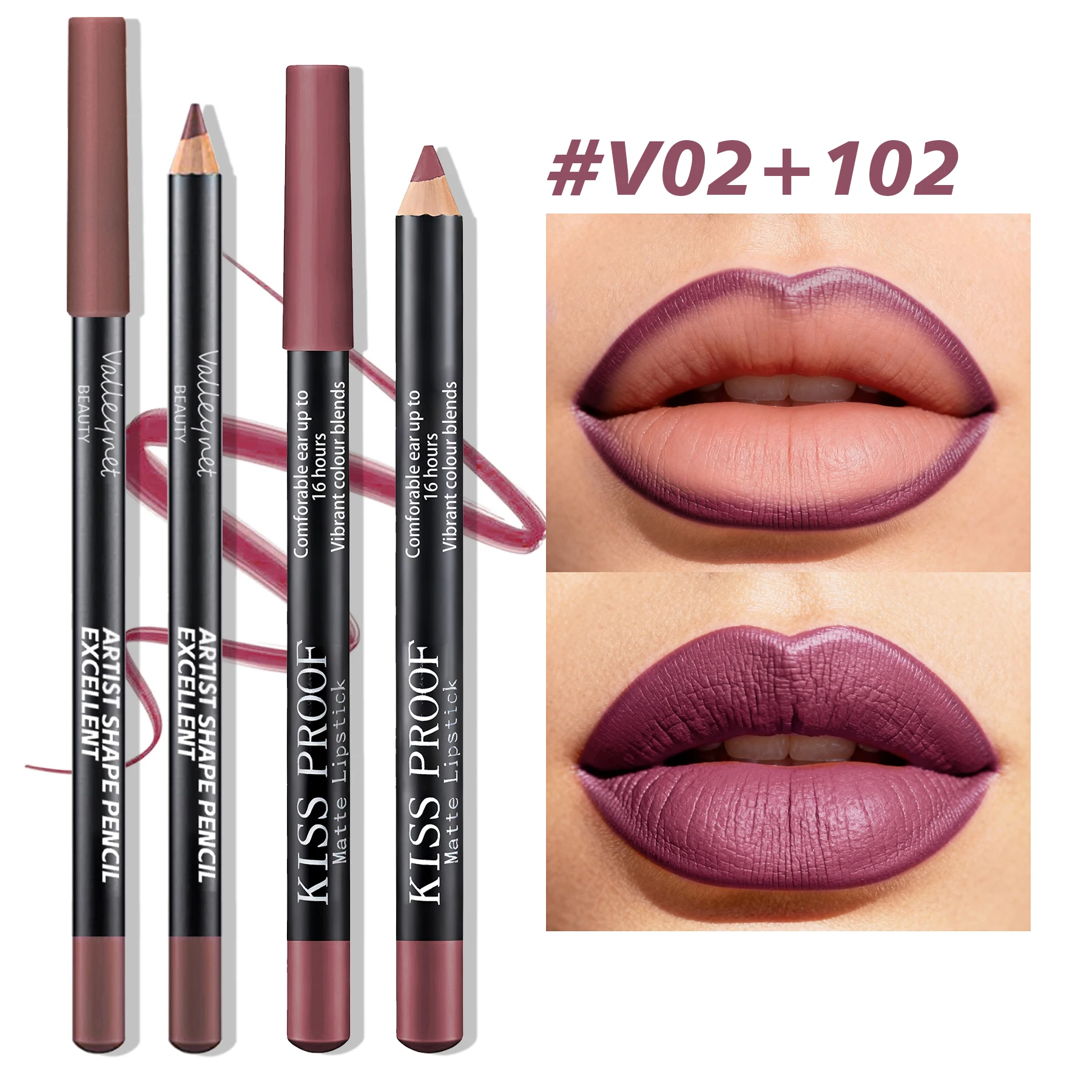 Conjunto de batom e esmalte labial fosco de veludo 2 tamanhos, conjunto combinado de lábios à prova d'água de longa duração, cosméticos tutoriais de maquiagem