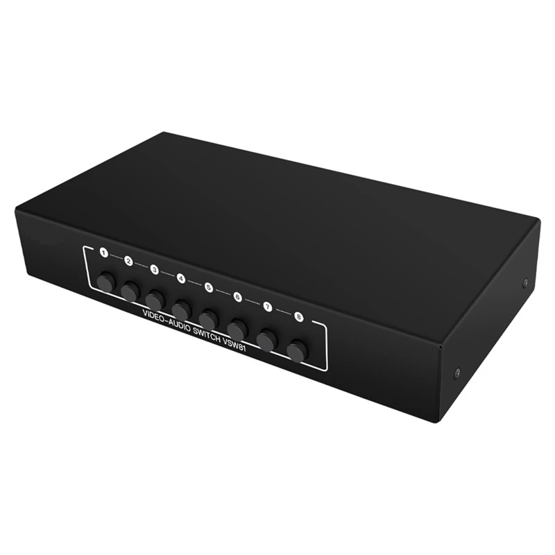 1 Piece 8 In 1 Out AV Switch Selector Video L/R Audio Selector Box 8-Port Composite RCA Switch Splitter Black For DVD STB HDTV