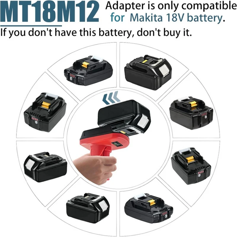 MT18M12 อะแดปเตอร์แบตเตอรี่สําหรับ 18V Li-แบตเตอรี่แปลงสําหรับ Milwaukee 12V เครื่องมือไฟฟ้าไร้สายใช้งานง่ายติดตั้งง่าย