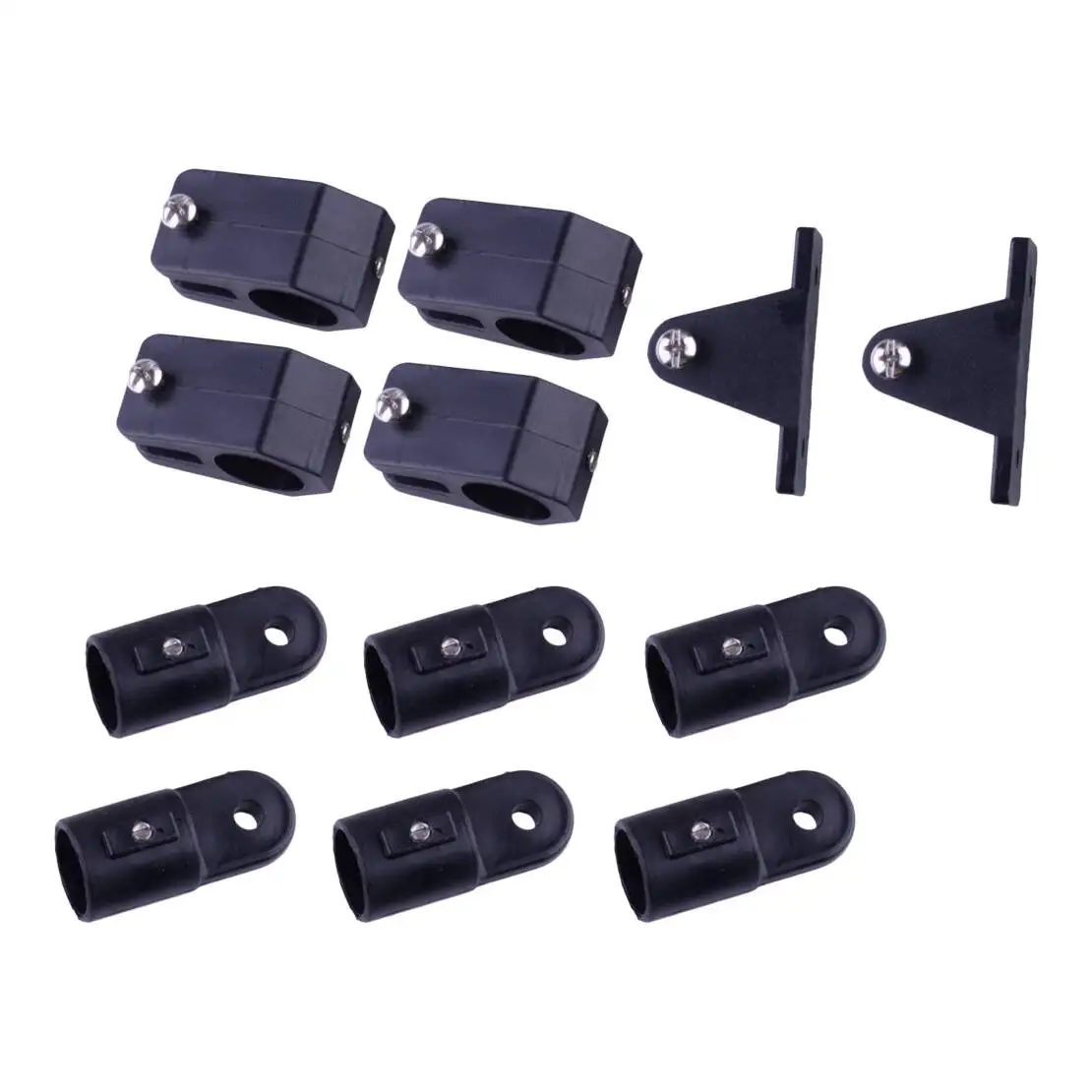 

Black Nylon Marine Boat Yacht Nylon Eye End Jaw Slide Deck Hinge Fittings Set Fit For 7/8" 3 Bow Bimini Top