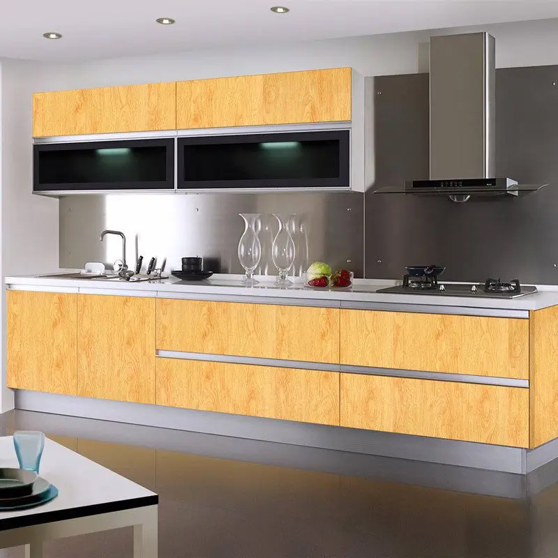 PVC Thickened Wood Grain Sticker Cabinet Furniture Wardrobe Living Room Wallpaper Desktop Renovation Flat Wall Stickers DIY
