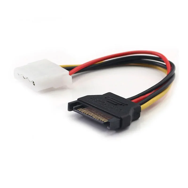 15-Pin Sata Male To Molex Ide 4-Pin Female Adapter Extension Power Cord For Computer Optical Drive Connection Power