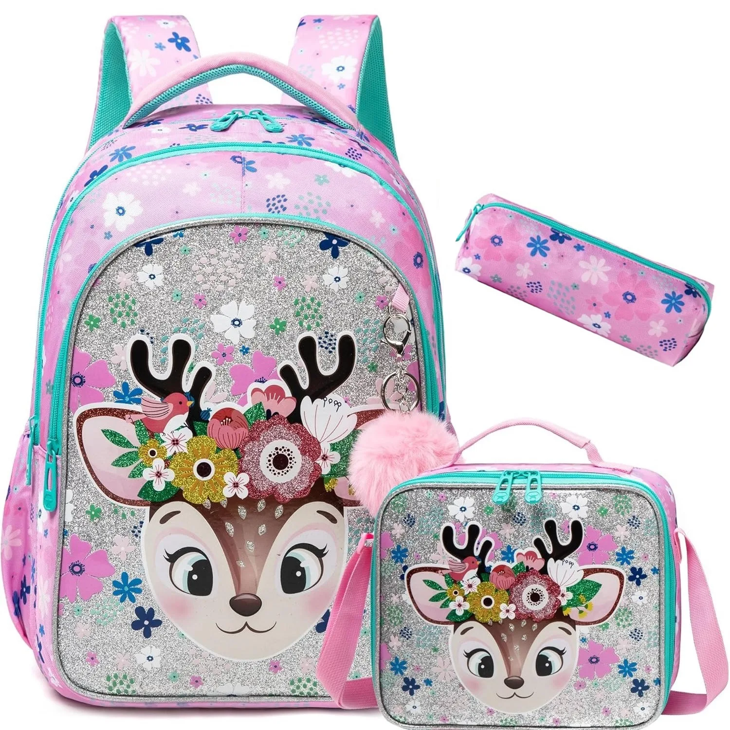 

3PCS Backpack Set for Kid School Bag with Lunch Bag Large Capacity Bookbag for Elementary Student Lightweight Daypack for Travel