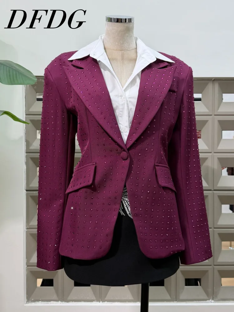 

DFDG 2025 Light Luxury Women’s Blazer One Button Office Professional Tailored Slim Fit Designer Spring Summer Women Blazer