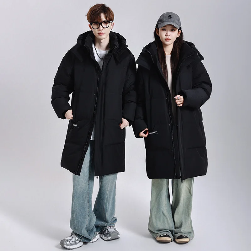 -20 ° C Piumini invernali da uomo riempiti con piumino d'oca di alta qualità al 90%, parka lungo da uomo, cappotto da neve da donna