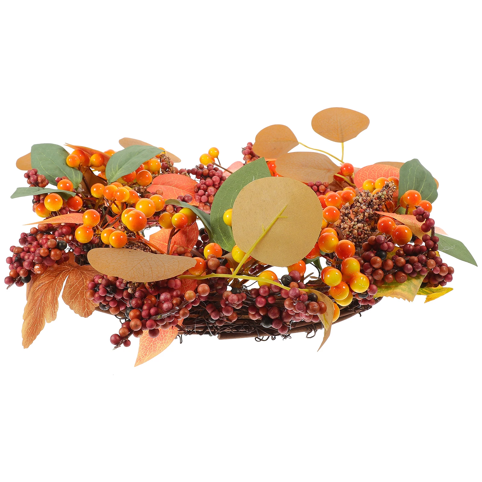 

Thanksgiving Autumn Fall Decorative Garland Front Door Hanging Berry Leaf Wreath Party Festival Decor Outdoor Door Wall