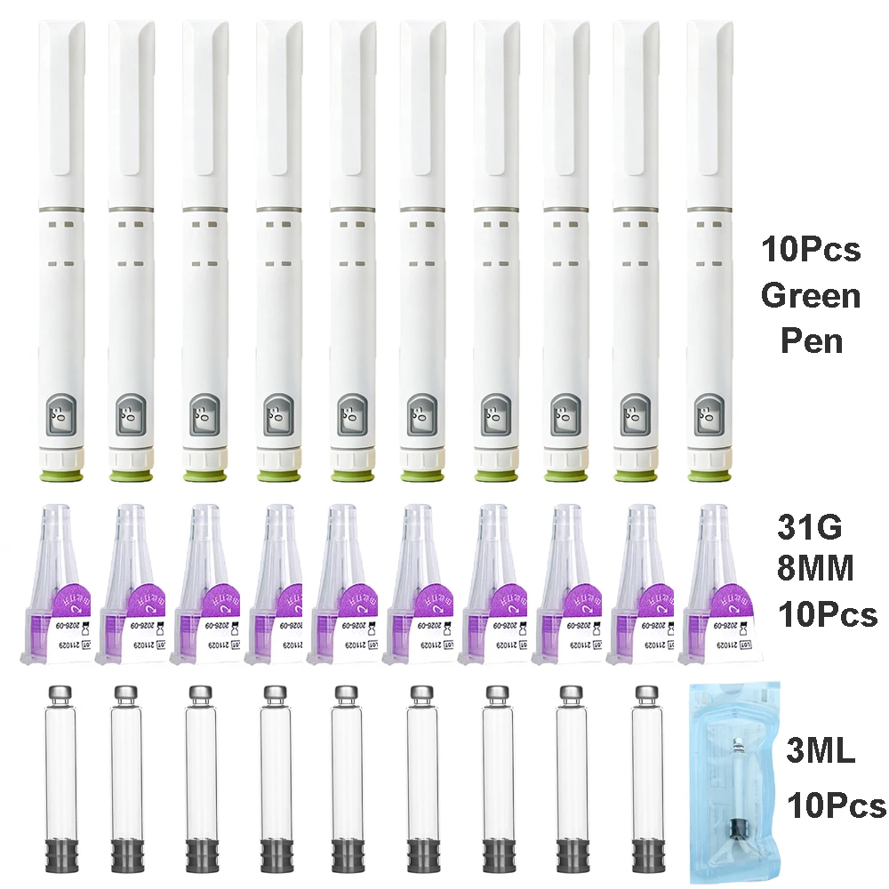 10Pcs Mixed Pack 60U Disposabel Injection Pen Peptide Pen Magic Pen With Sterile 3ml Glass Vials 31G 8MM Needle image 3