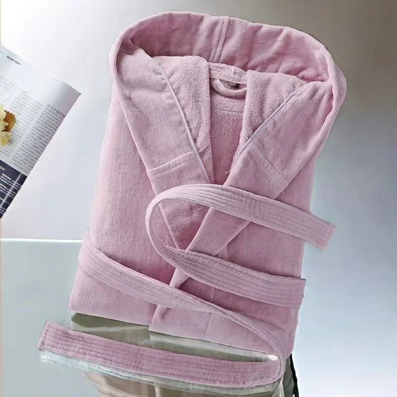 New Winter thickened Robe Couple Pajamas 100 Cotton Flannel Bathrobe Absorbent and Warm Soft and Comfortable