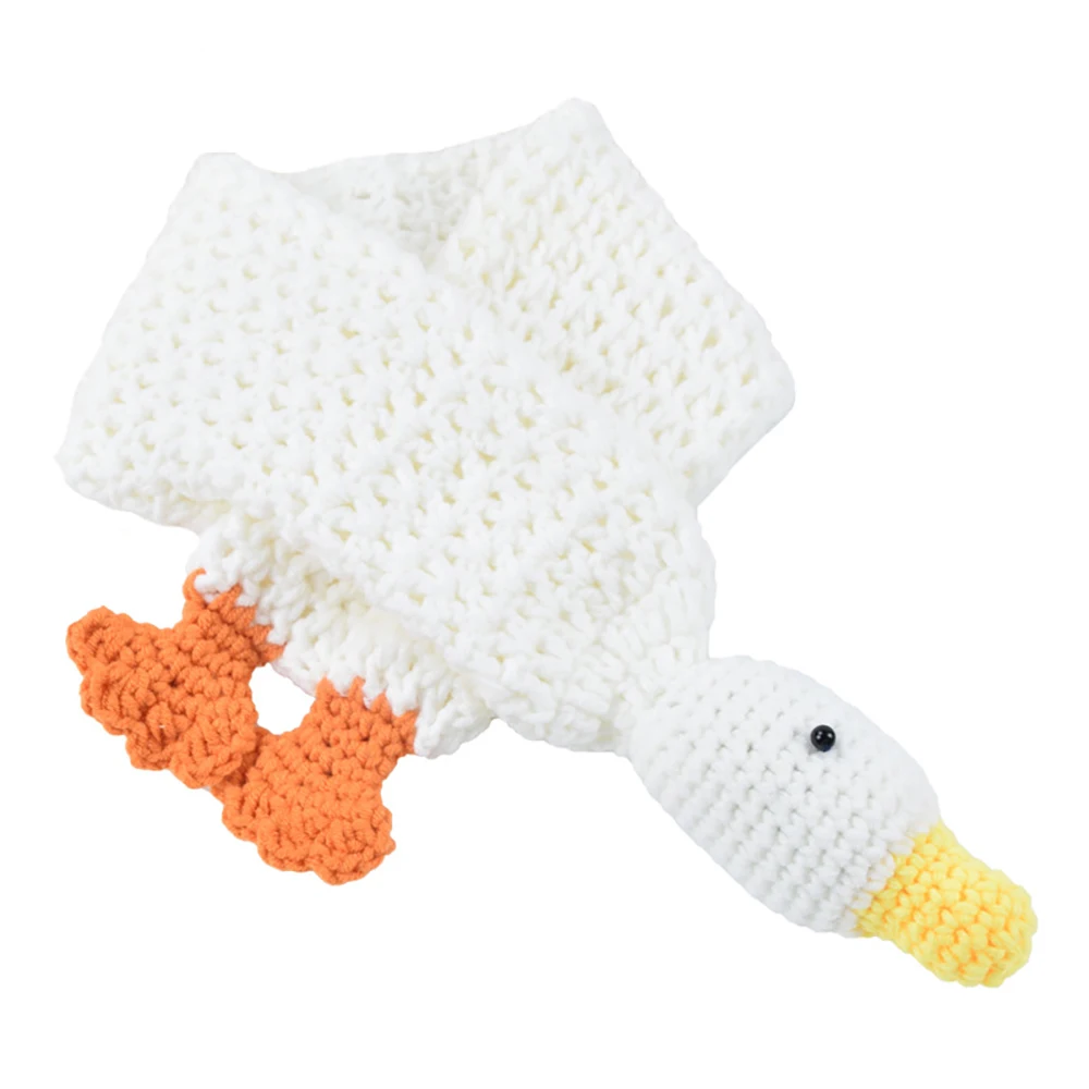 Cute Duck Snd Big White Goose Childrens Scarf New Winter Warm Handmade Wool Scarf for Childrens Use