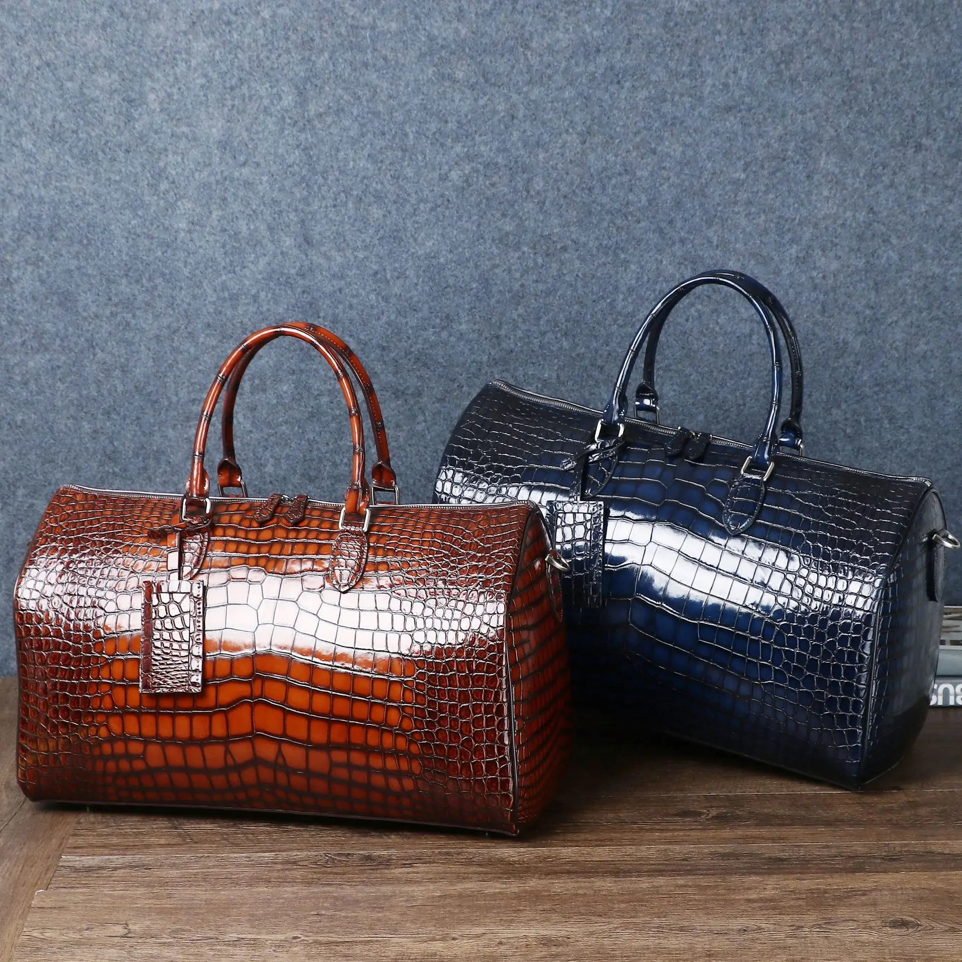 

New Colored Crocodile Belly Pattern Large Capacity Travel Bag, Casual Travel Handbag, Fashion Business Travel Men's Bag