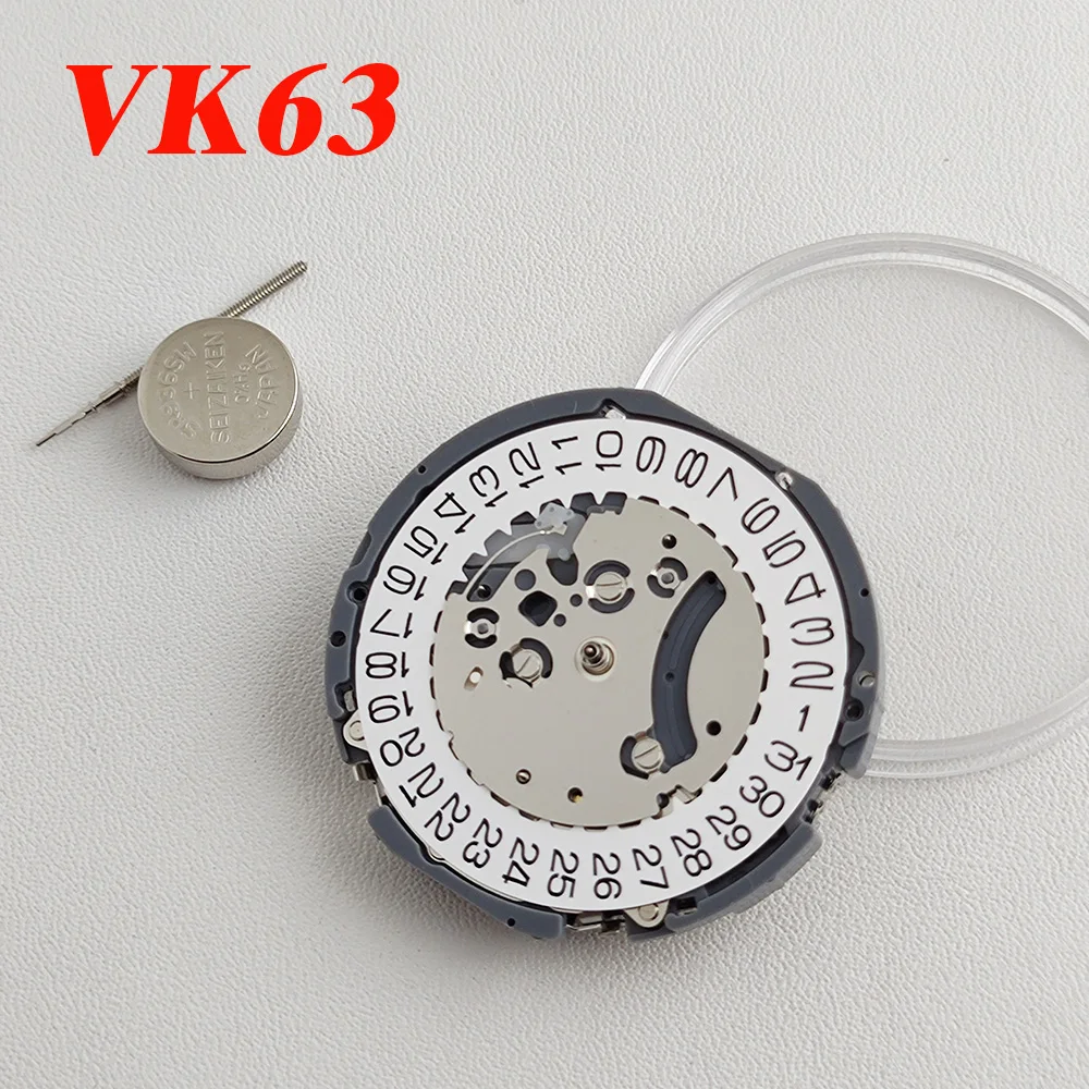 VK63A Quartz Watch Movement Date At 3 O'clock Chronograph Watch Movement For VK SERIES VK63A VK63 Watch Single Calendar