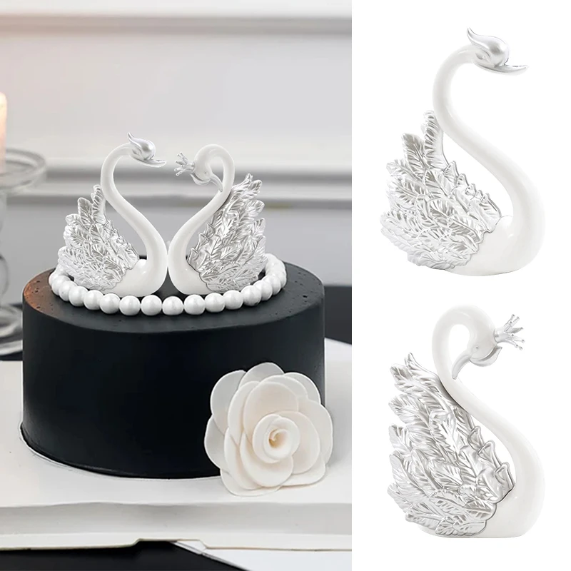 1 Paar Paar Schwan Kuchen Topper Hochzeitstag Kuchen Dekoration liefert Geburtstags feier Kuchen Dessert Backen Dekor Ornamente