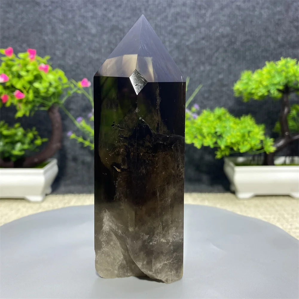 Natural Smoked Quartz Tower Obelisk Crystal Wand Hexagonal Ornament  Gift Stone Healing Meditation Mineral Gem Specimen