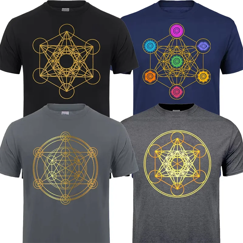 Gold Limited Edtion Sacred Geometry Magic Mandala Metatrons Cube Flower Of Life T Shirt Man Men's T-Shirt Tops Tees TShirt