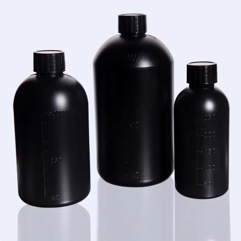 Plastic black small mouth bottle reagent bottle sealed bottle sample bottle light-proof with scale