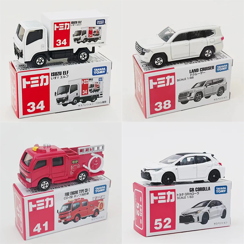 

TOMICA красный и белый ящик из сплава, автомобиль, грузовик, пожарно-спасательная машина, двухэтажный автобус, коллекция моделей скорой помощи