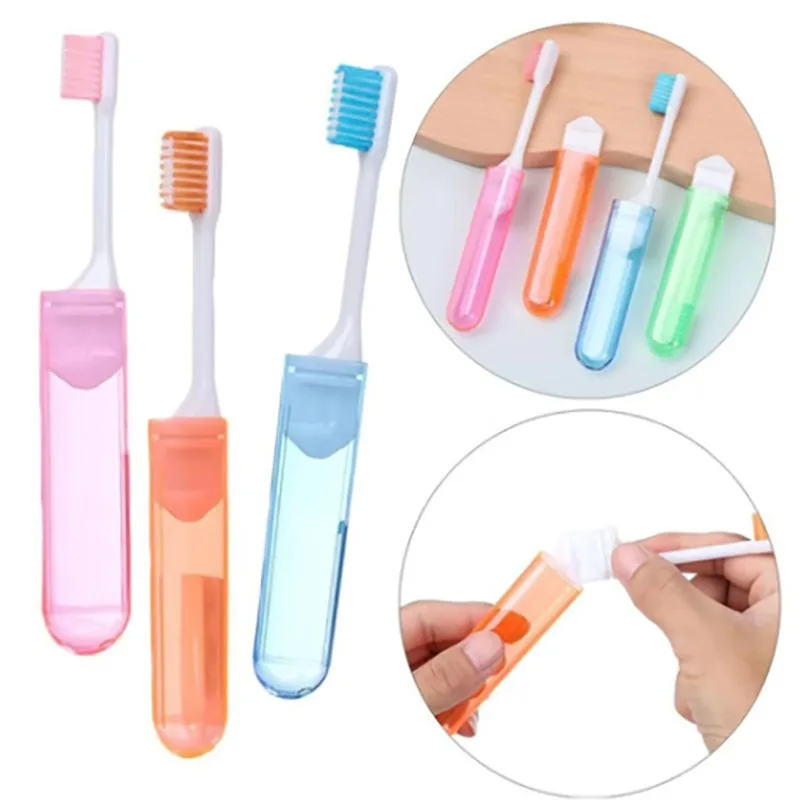 1 PC Folding Toothbrush For Adult Children Color Small Head Multi Functional Travel Fine Soft Brush Dustproof Protection Design