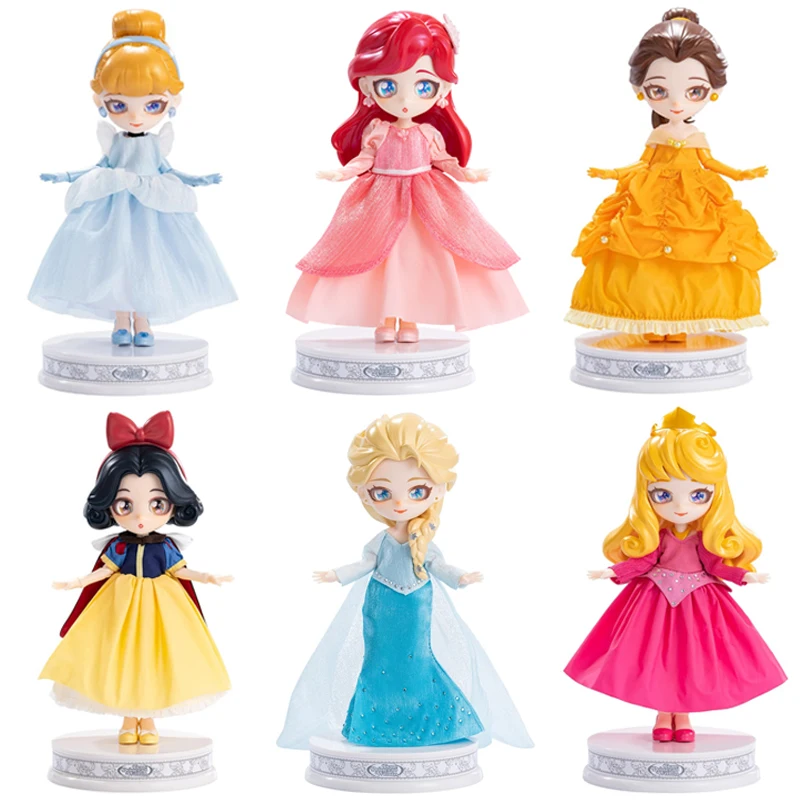 

Disney Princess Dress Up Action Figures Frozen Elsa Snow White Kawaii Cartoon Doll Desktop Decoration Girl Children Toys Gifts