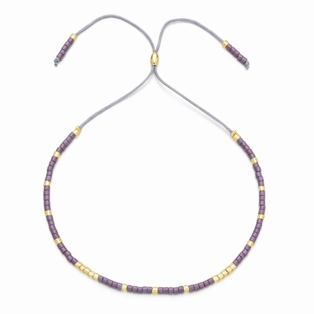 Japanese Seed Bead Bracelet For Women, Ultra Thin Minimalist Bohemian Beaded Sliding Drawstring Bracelet, Handmade Jewelry Gift