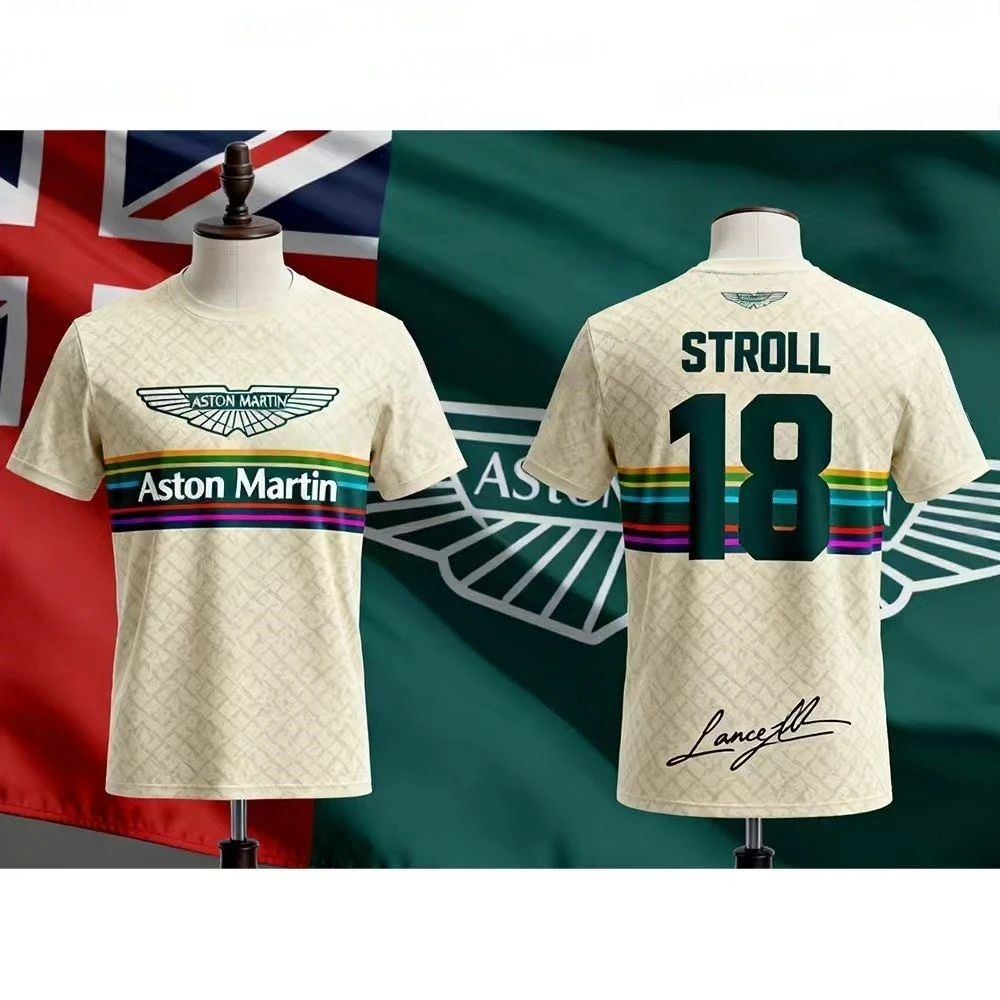 Aston Martin T-shirt Lance Stroll 18 T Shirt Motorcycle Quick-drying Short-sleeved Sportswear 2026 Fans Signature Version