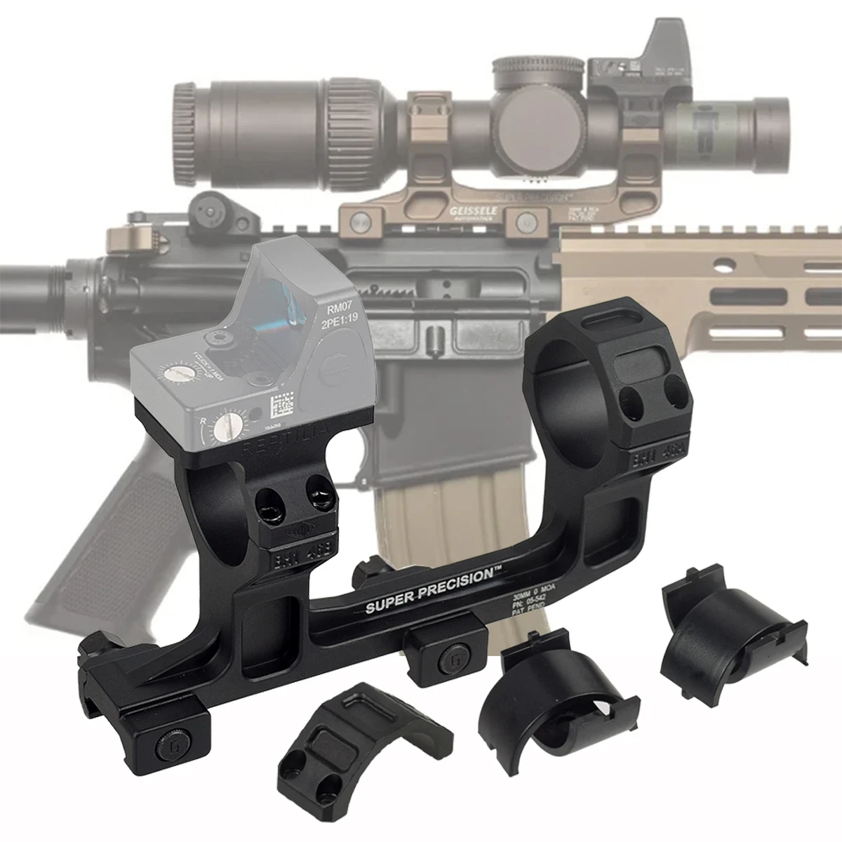 Tactical GEISSELE SUPER PERCISION AR15 Scope Mount 25.4mm 30mm Rings With ROF-45/90 For Red Dot Sight RAISER Mount