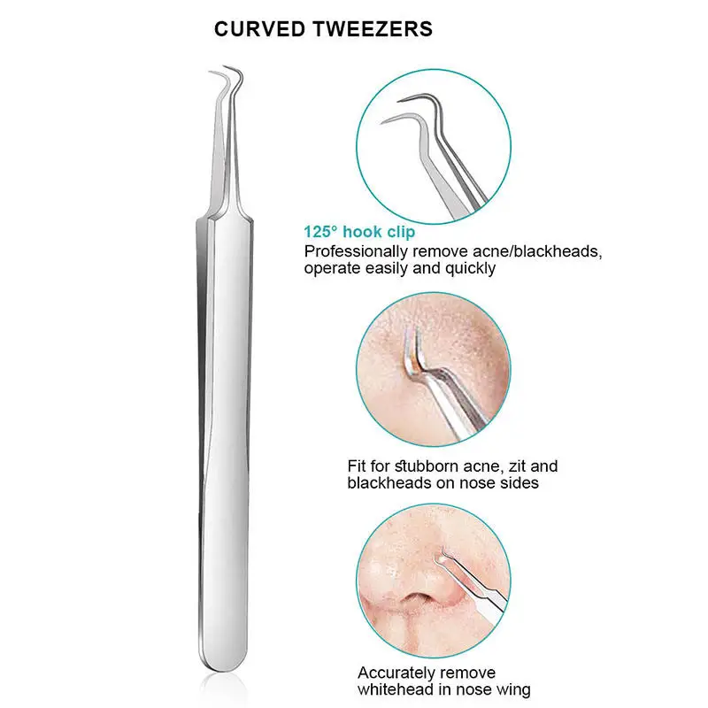 3 قطع ملاقط الرؤوس السوداء الاحترافية للعناية بالجمال من الفولاذ المقاوم للصدأ أدوات إزالة حب الشباب #4