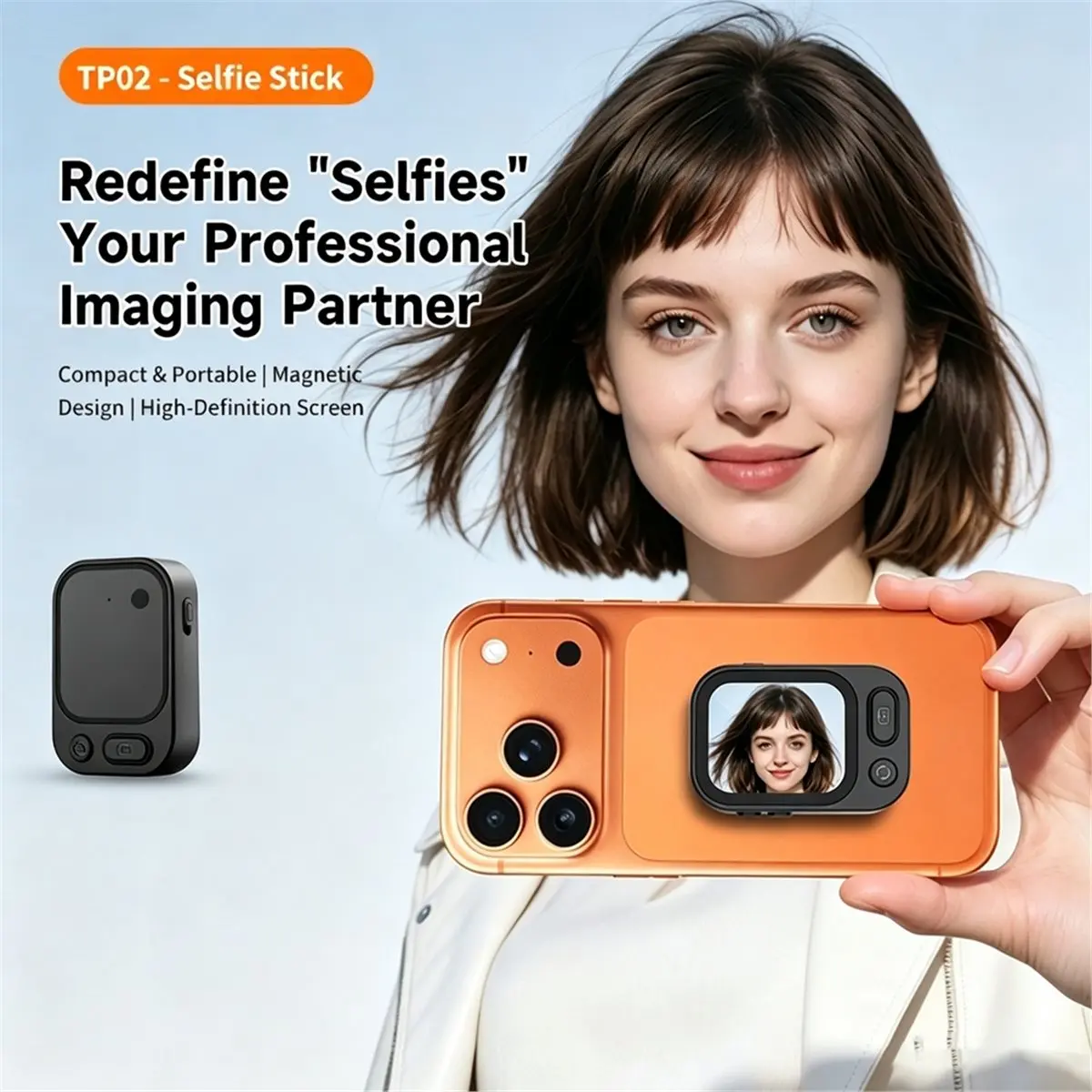 Magnetic Selfie Companion Mobile Screen Mirroring Device Rear Magnetic Mount for Photography Selfie