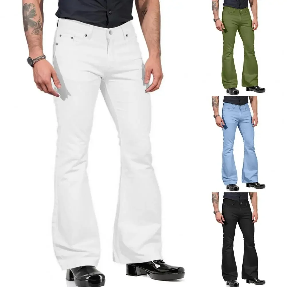 Flattering Bell Bottom Trousers Retro-inspired Flared Pants Fashionable Men's Vintage Jeans Slim Fit Bell Bottom For Harajuku