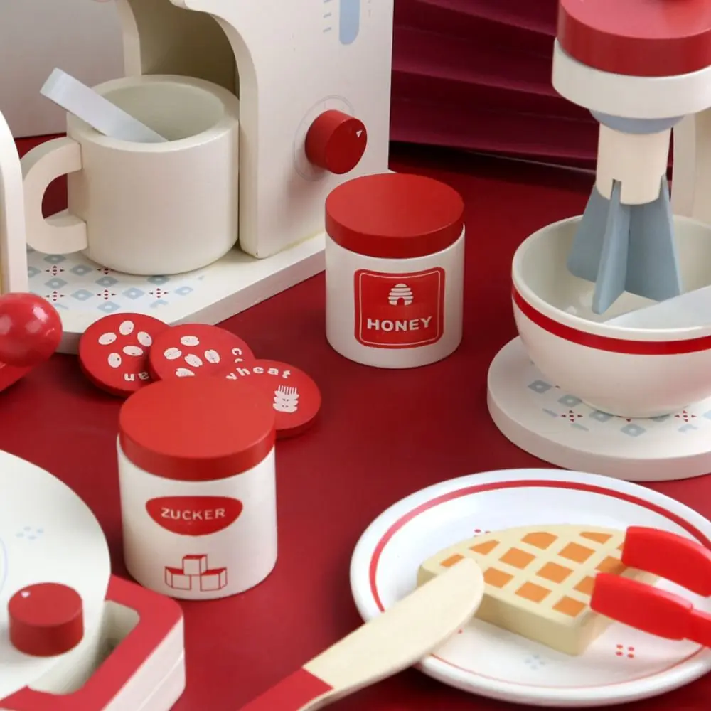 Mini tamanho simulado pão e máquina de café design de simulação mini loja de café da manhã de madeira fingir jogar