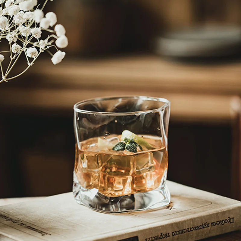 

Creative Twisted Glass Cup Transparent Home Coffee Whiskey Drinking Cup for Restaurant Bar